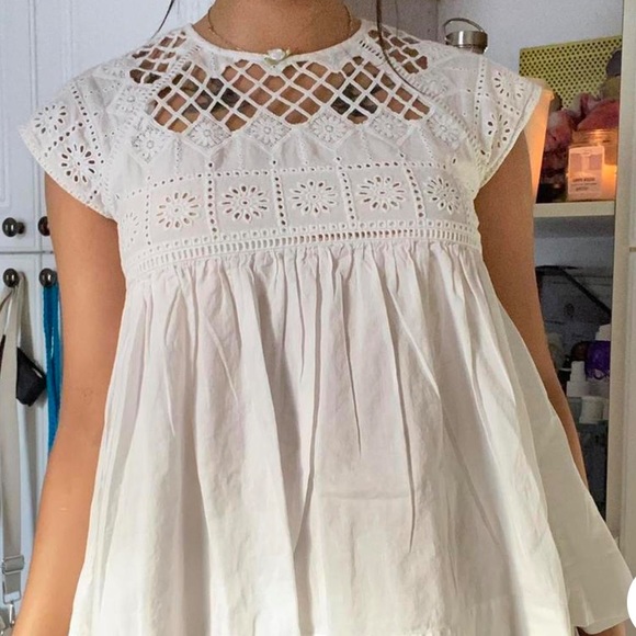 Zara Basica white cut out floral top - Picture 3 of 9